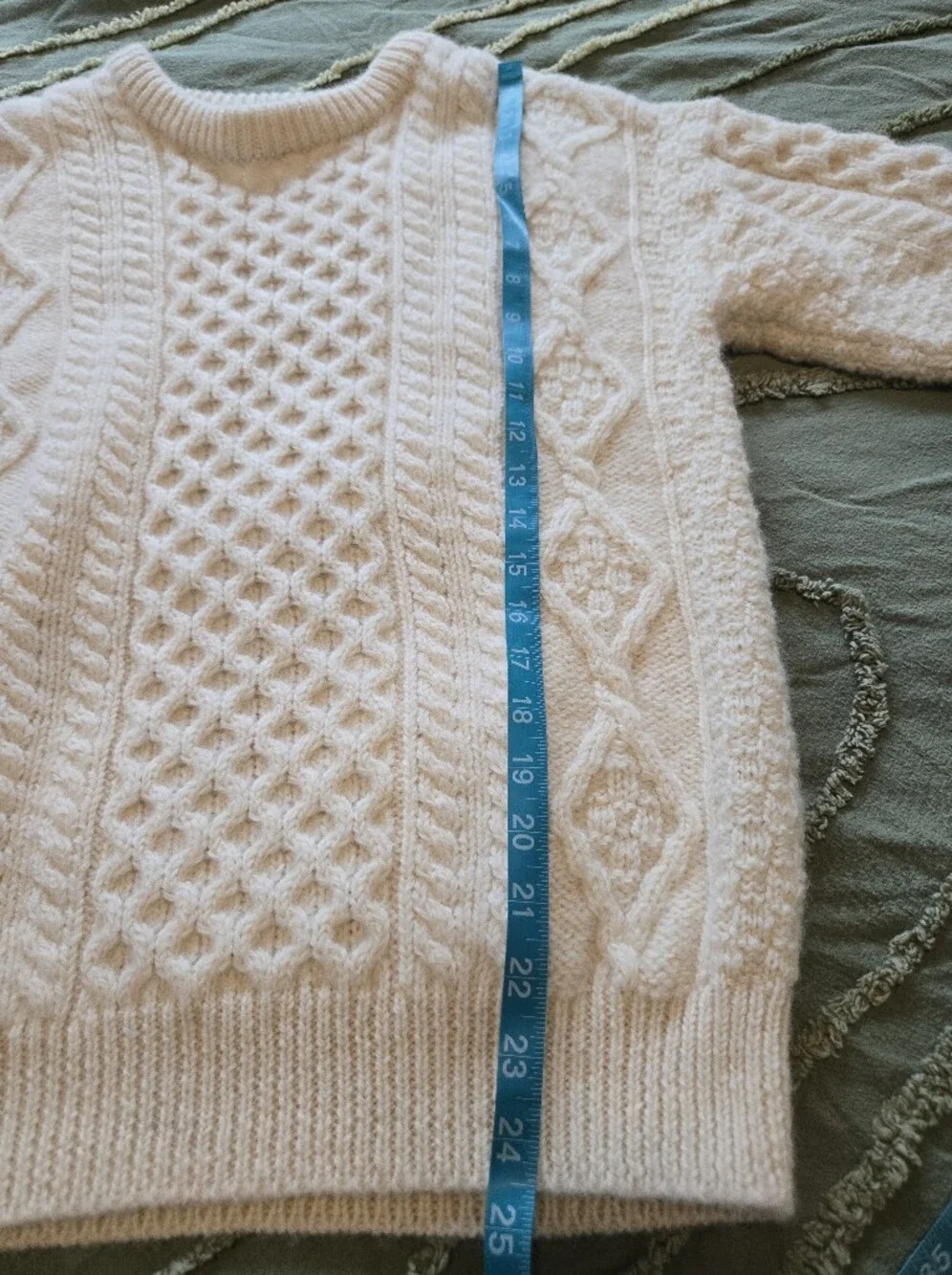 Aran Crafts Cream Cable Knit 100% Wool Sweater